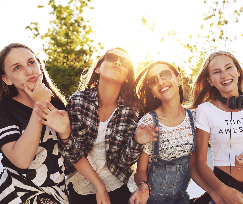 Teenage girls having fun without alcohol